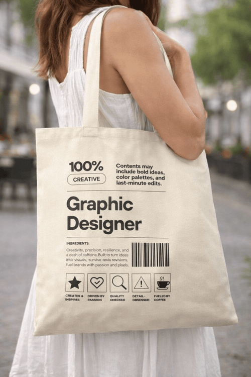 100% Creative Graphic Designer Canvas Tote Bag – Minimal Typography Reusable Bag - teverse